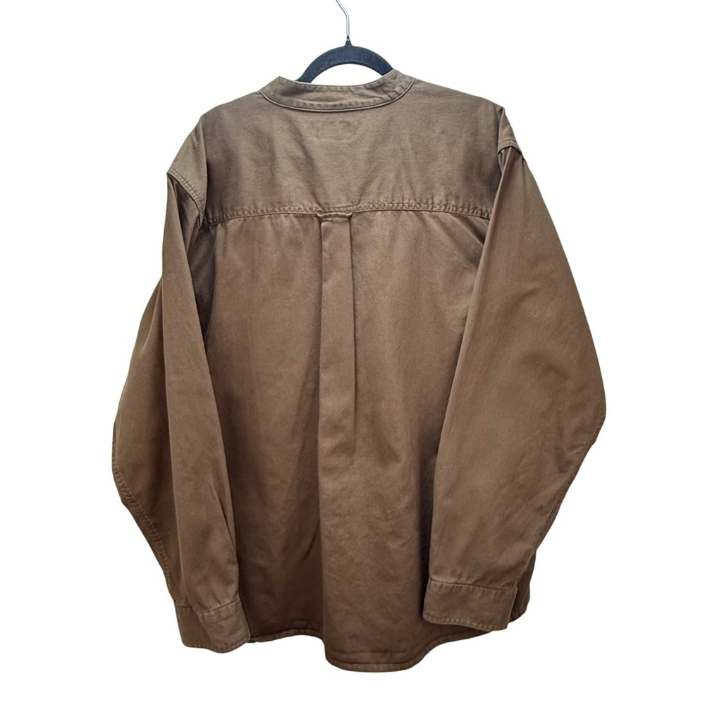 Scandia Woods Shirt 2XL‎ Brown Cotton Banded Mandarin Collar Workwear Vintage - Picture 2 of 6